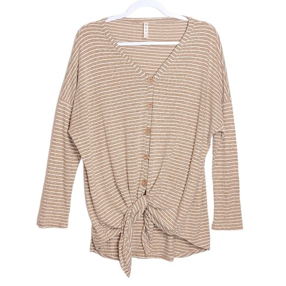 Womens Dolman Sleeve Button Down Striped Knit Blouse Size Large - Picture 4 of 4